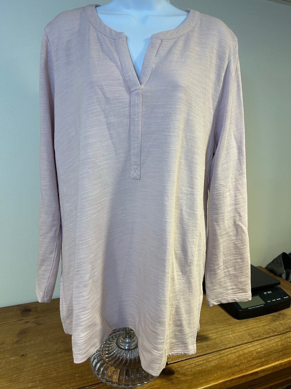 J JILL Sz Pure Jill Organic Cotton Sz L Lilac Mauve Pink Minimalist Sustainable